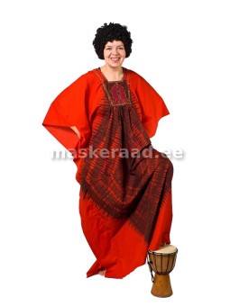 Africa, long red dress