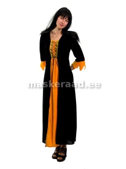 .The medieval Lady in black with yellow siiludega dress