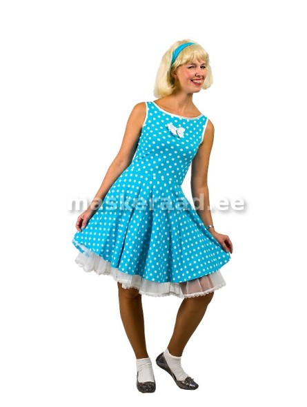 50 -ndad sinisetäpiline kahar kleit