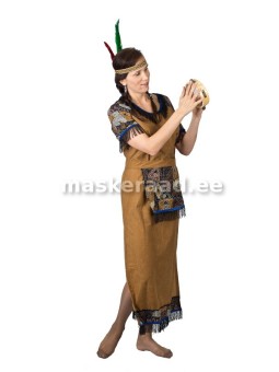 American Indian woman in a long dress, apron