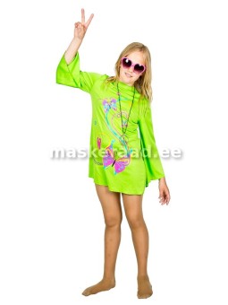 A hippie in the green dress, children