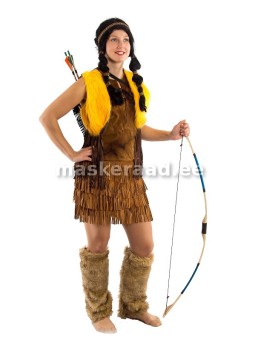 American Indian girl with yellow fur jacket