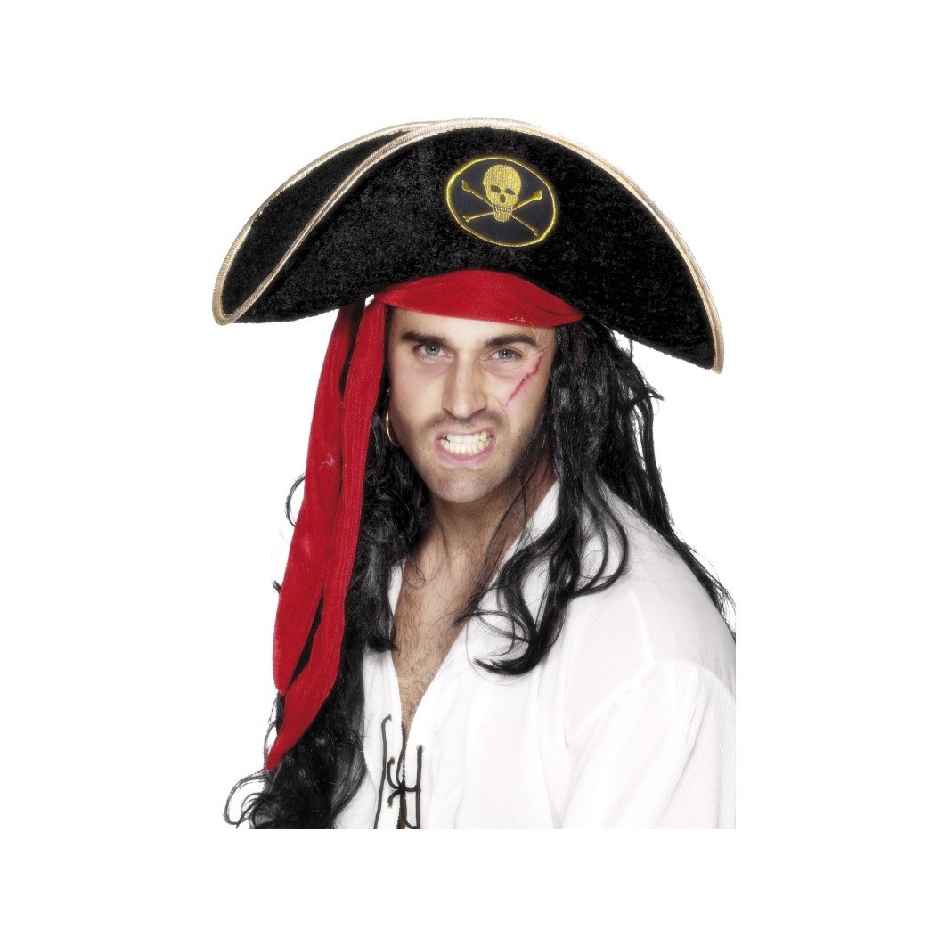 Pirate Hat, Black, Red and Gold