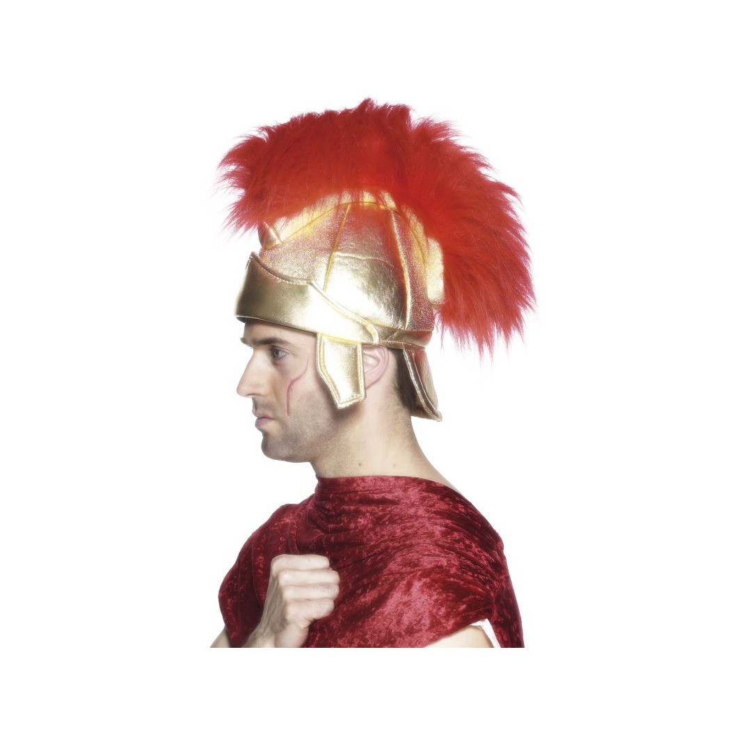 Kuldne tekstiilist rooma sõduri kiiver  punase harjaga