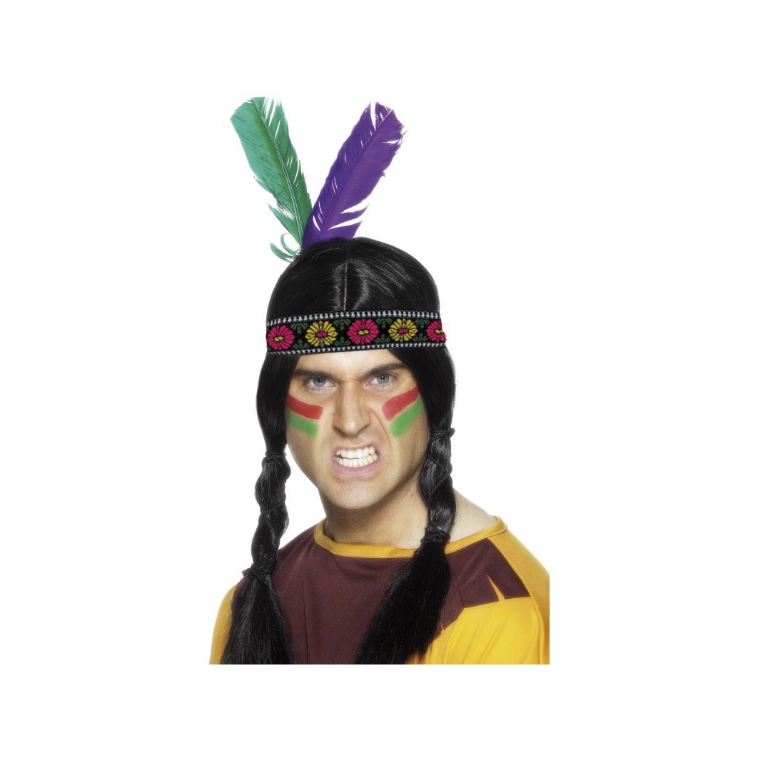 Native American Inspired Feathered Headband, Multi-Coloured
