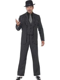 Vintage Gangster Boss Costume, With Jacket, Tie, Waistcoat and Mock Shirt, Trousers