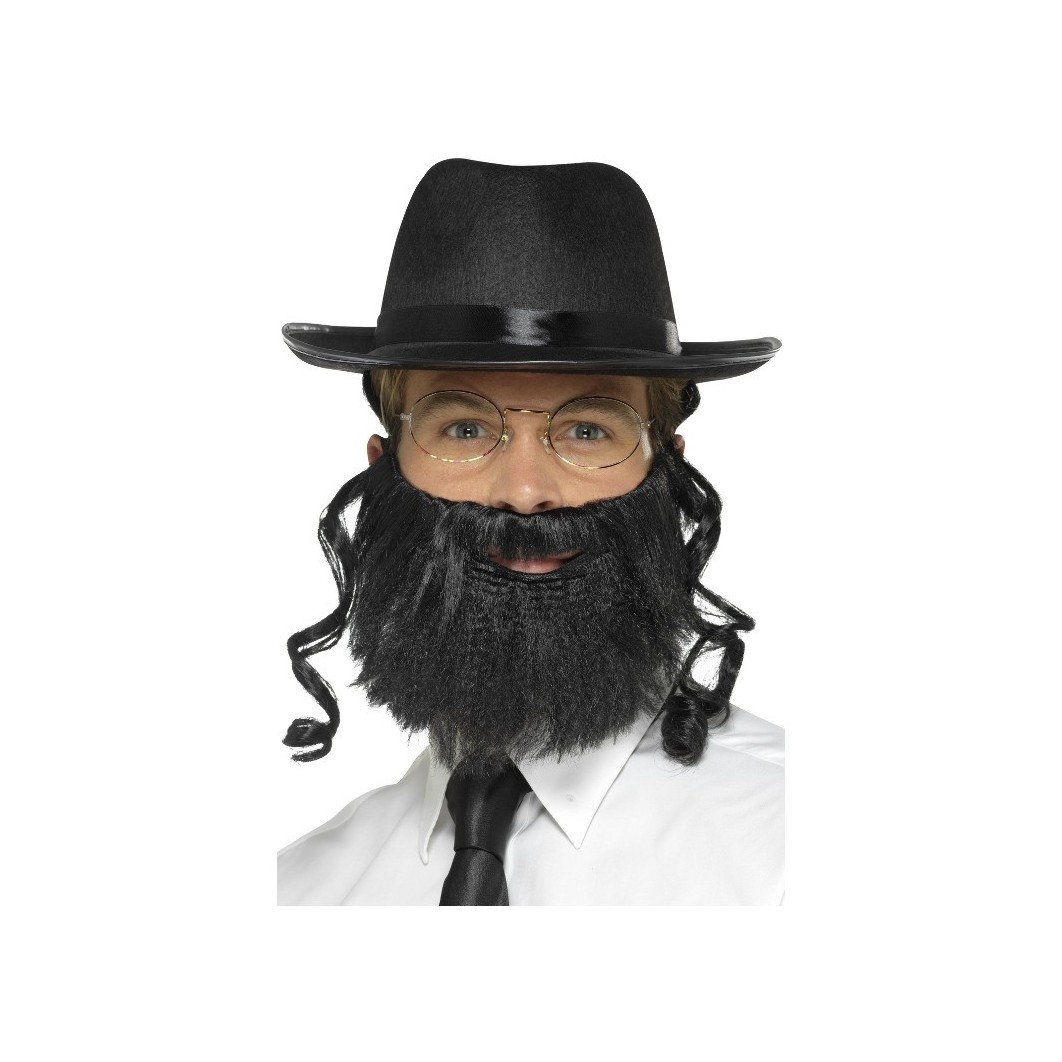 Rabi- juudi õpetaja müts juustega ja habe