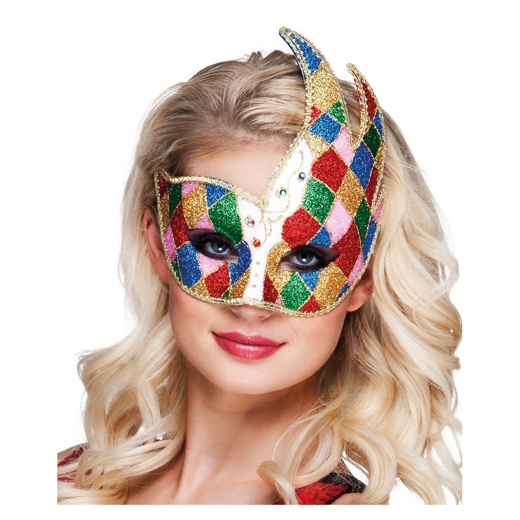 Veneetsia karnevali sädelev harlekiini ruuduline mask