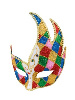 Veneetsia karnevali sädelev harlekiini ruuduline mask